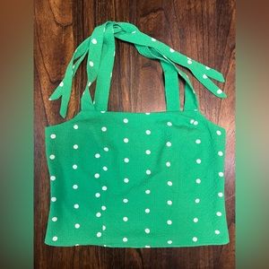 Green Polkadot crop